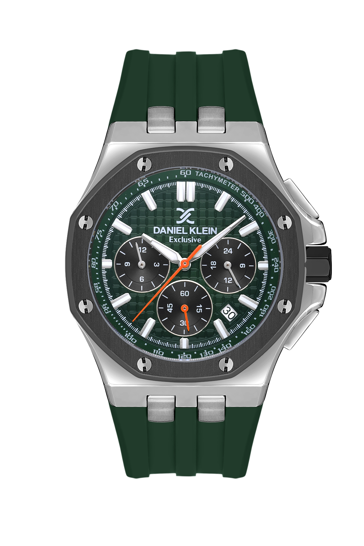 Daniel Klein Exclusive Men Silver/Green Rubber Watch