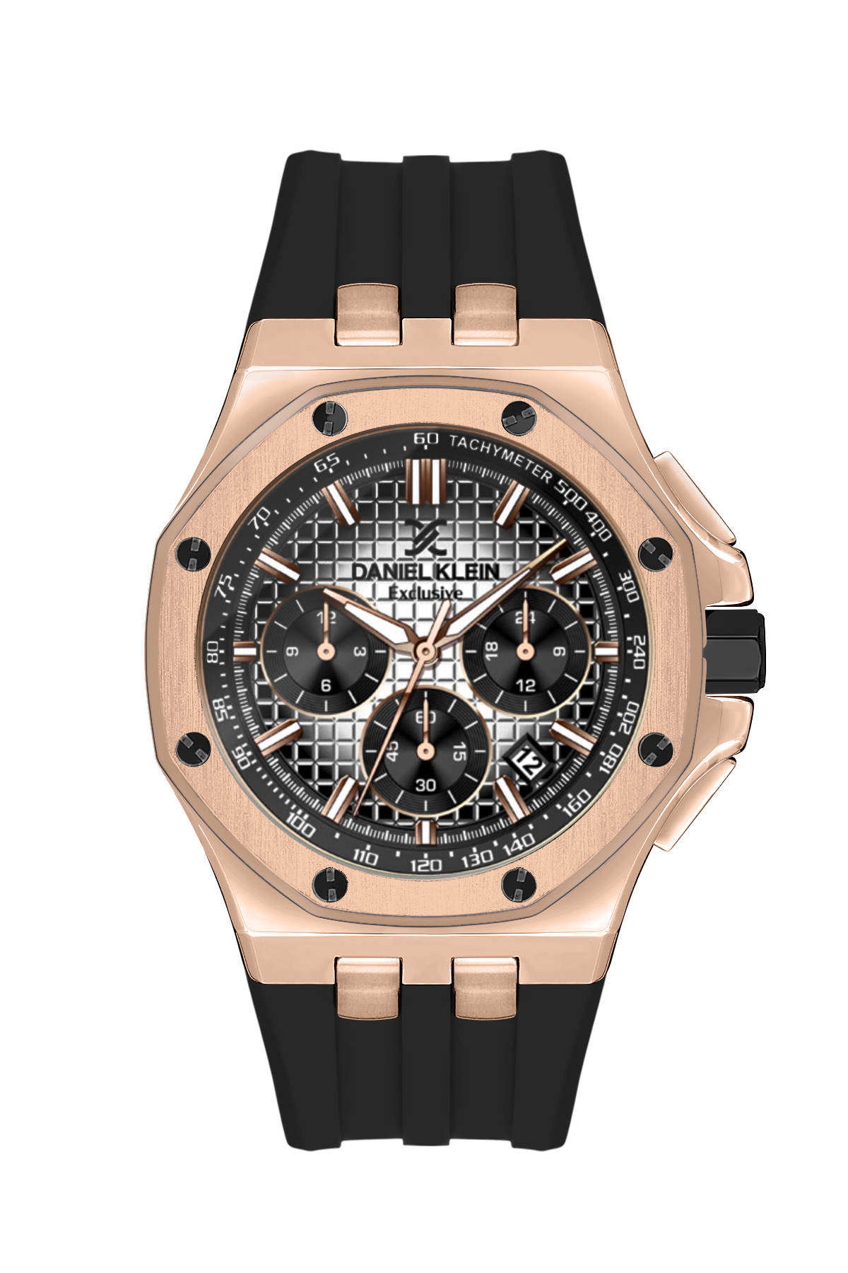 Daniel Klein Exclusive Men Rose Gold/Black Rubber Watch