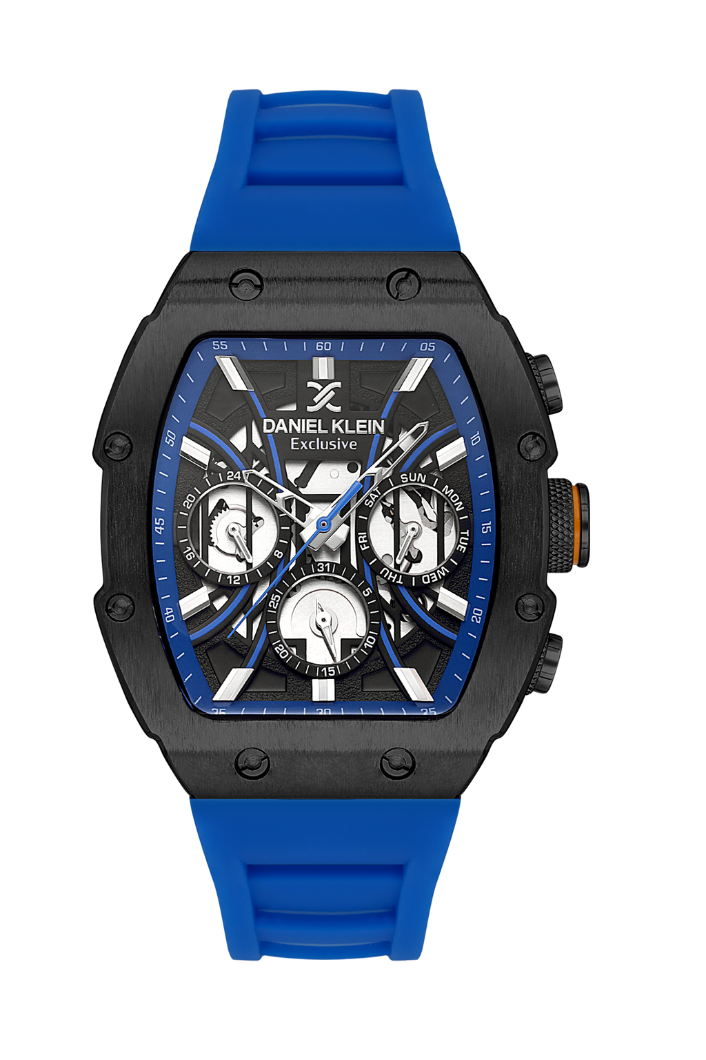Daniel Klein Exclusive Men Black Blue Rubber Watch Daniel Klein Watch USA