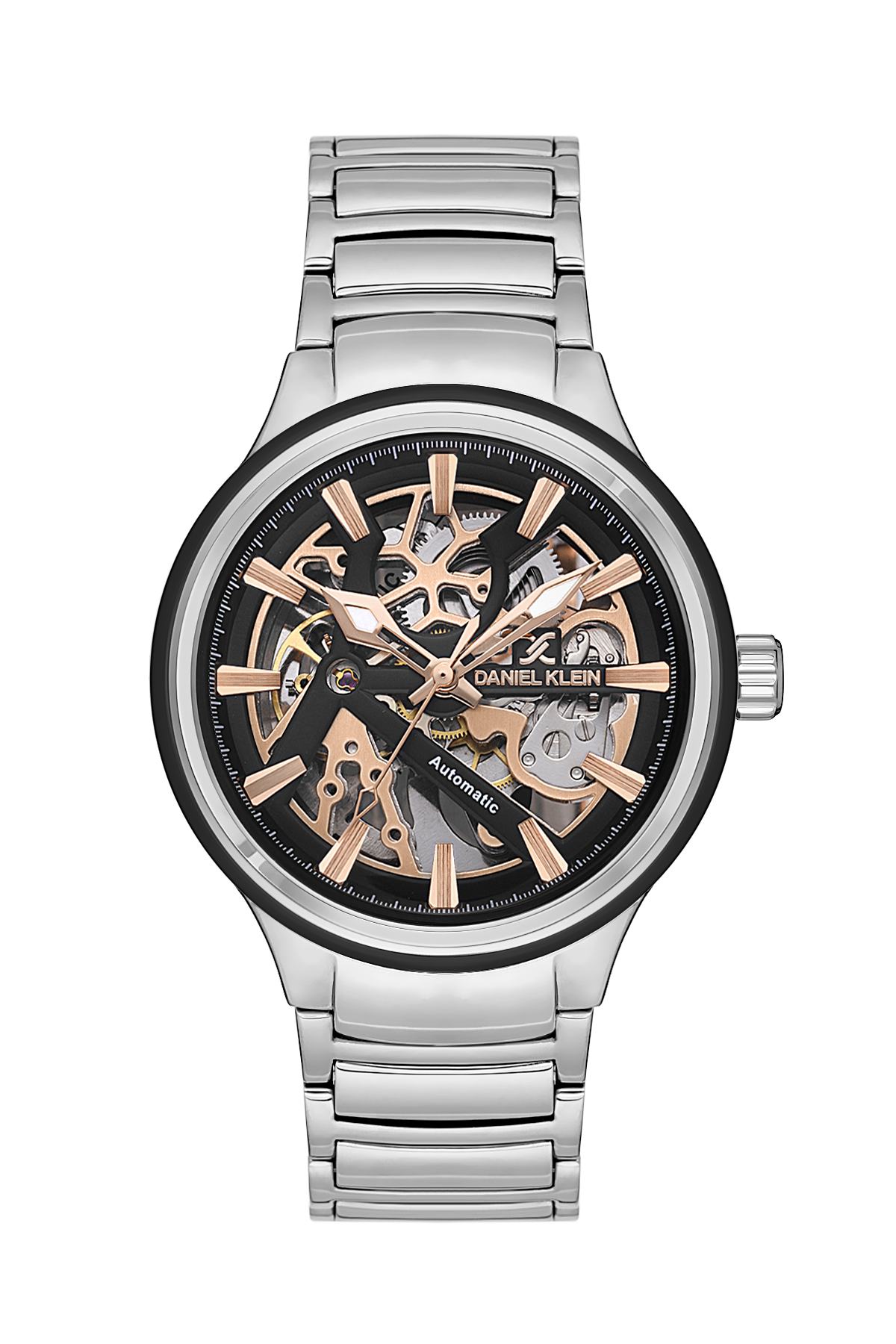 Daniel Klein Skeleton Men Black/Rose Gold Stainless Steel Watch