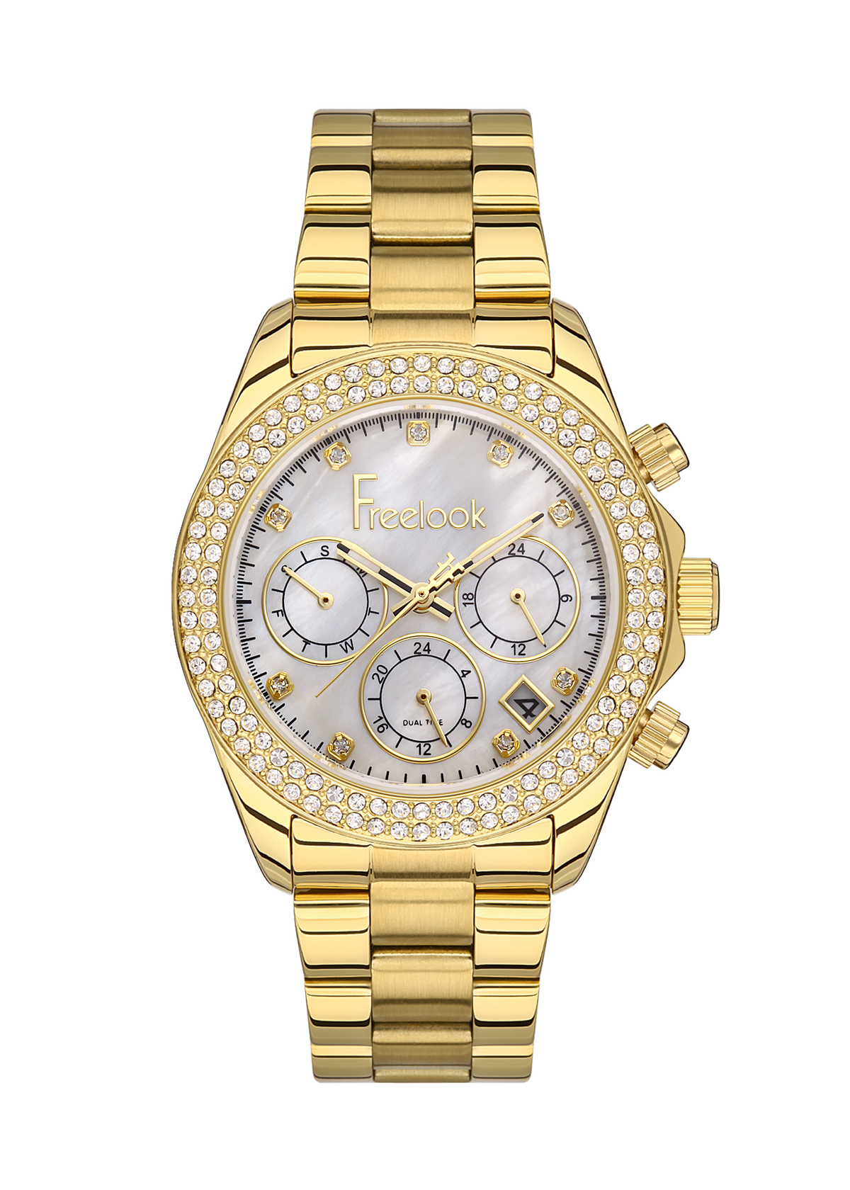 Freelook Charmant Women White Pearl/Gold Watch