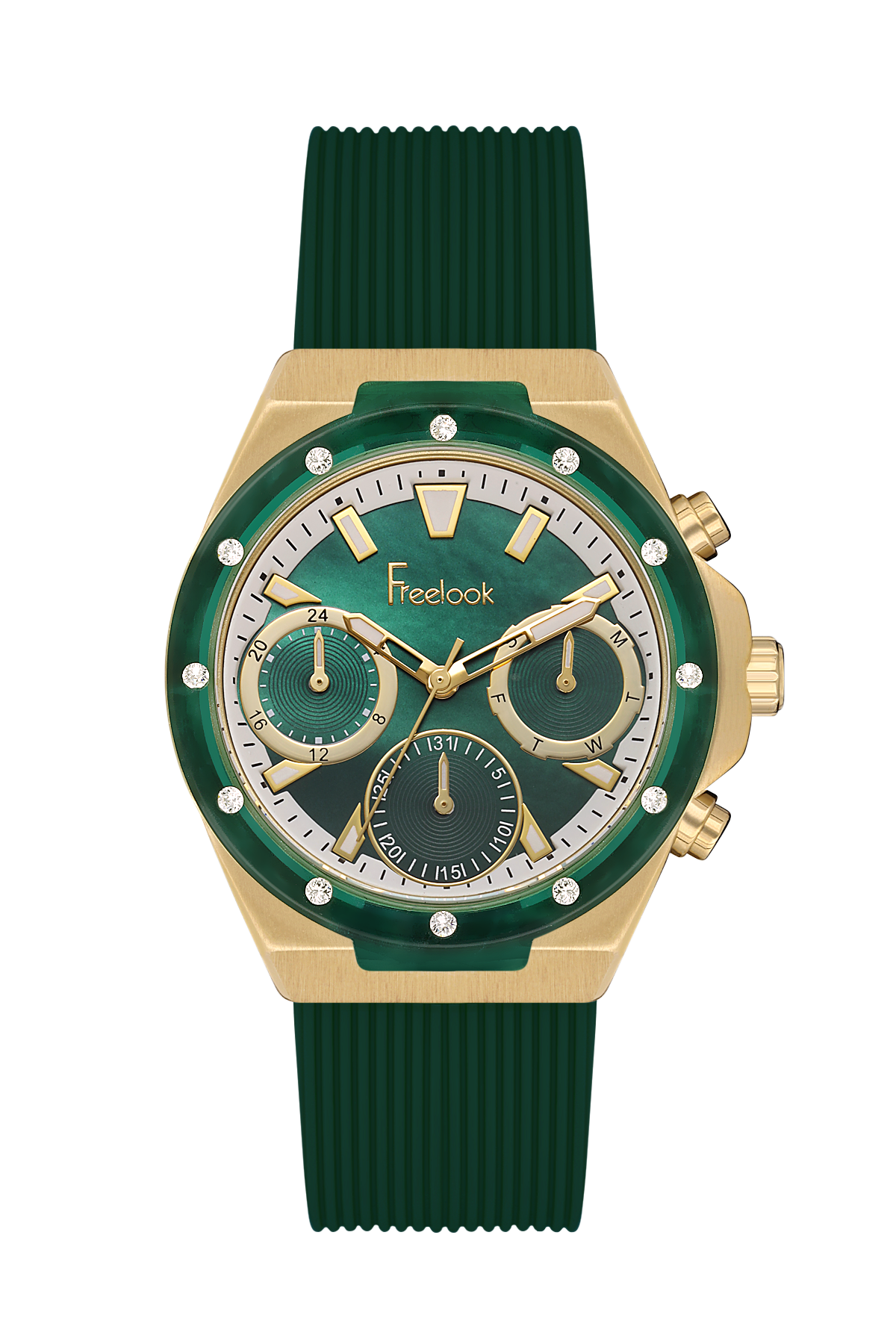 Freelook Jolie Women Green Pearl Rubber Watch