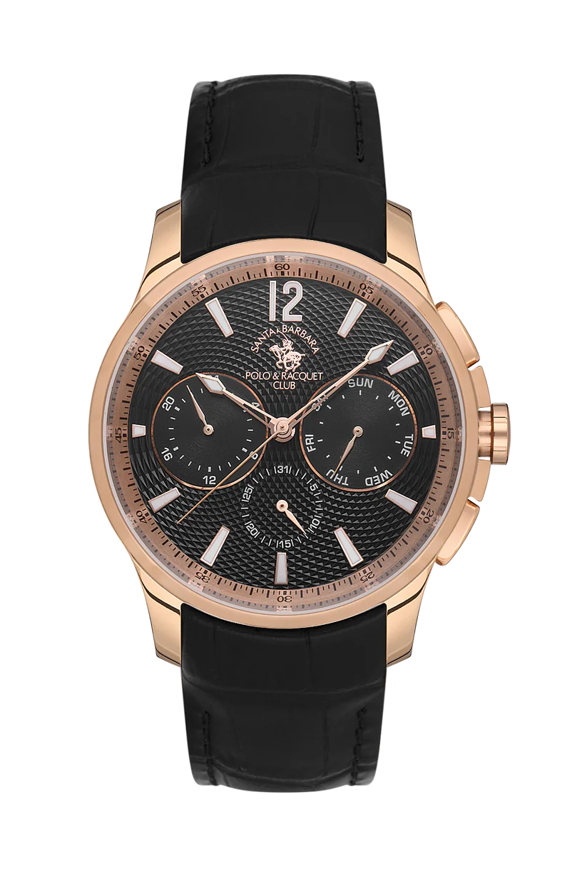 Santa Barbara Polo Noble Rose Gold/Black Leather Watch