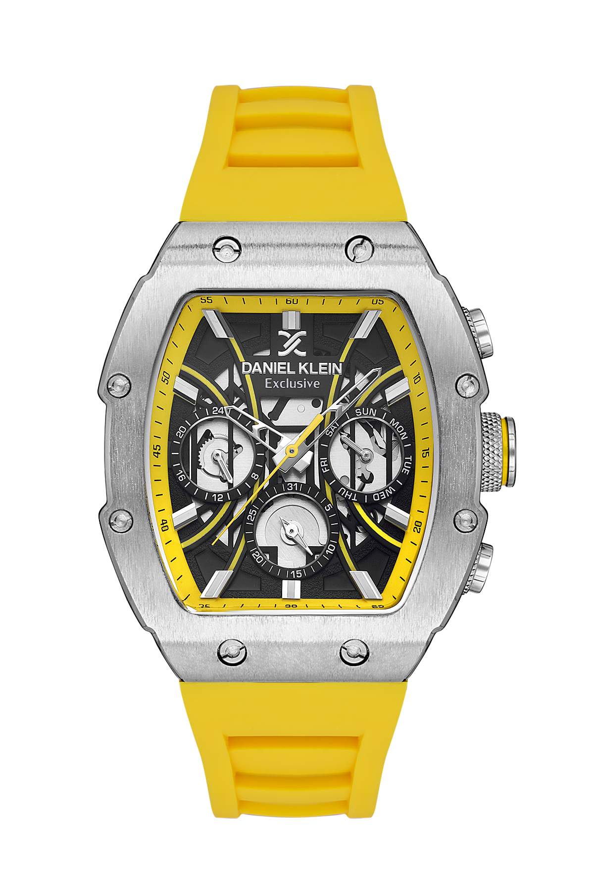 Daniel Klein Exclusive Men Black/Yellow Rubber Watch