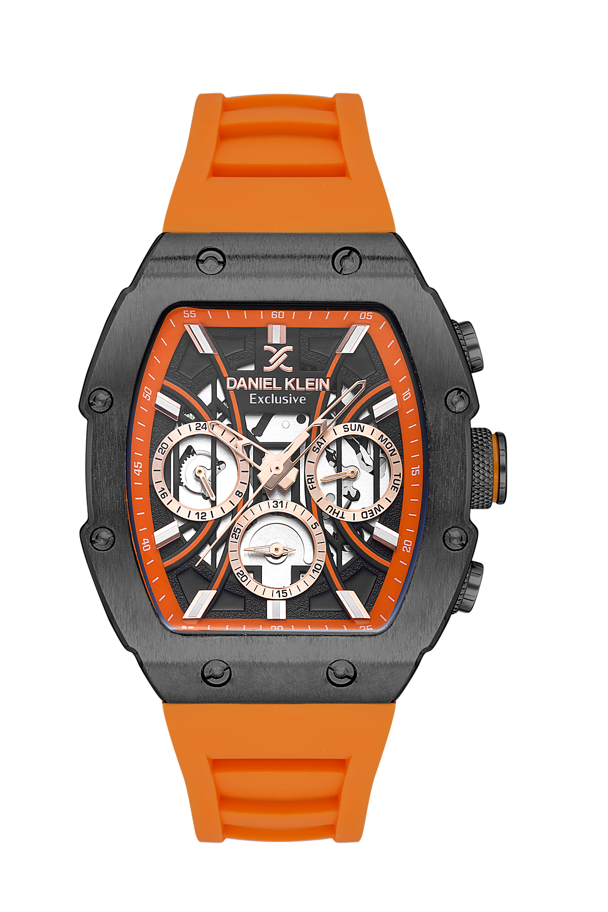 Daniel Klein Exclusive Men Black/Orange Rubber Watch