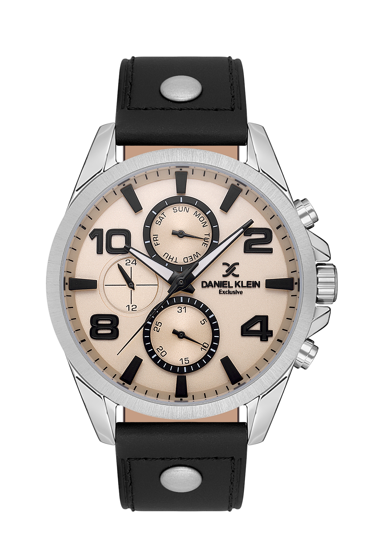 Daniel Klein Exclusive Men Beige/Black Leather Watch
