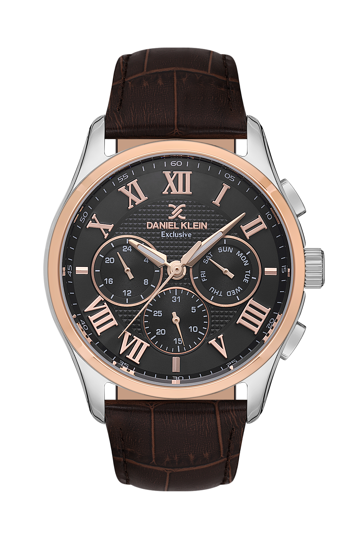 Daniel Klein Exclusive Men Black Dial/Brown Leather Watch
